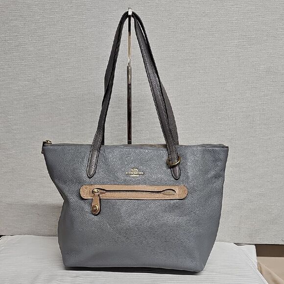 COACH TAYLOR TAUPE GRANITE PEBBLED LEATHER TOTE BFPM-03-310 - Picture 1 of 7